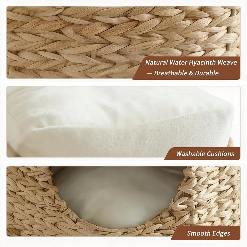 Hand-made Round Water Hyacinth Cat Bed/pet Bed factory