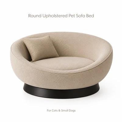 Round Upholstered Pet Sofa Bed